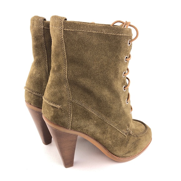 KORS Michael Kors Taupe Olive Suede Leather Ankle Boots 8.5M - Picture 5 of 12